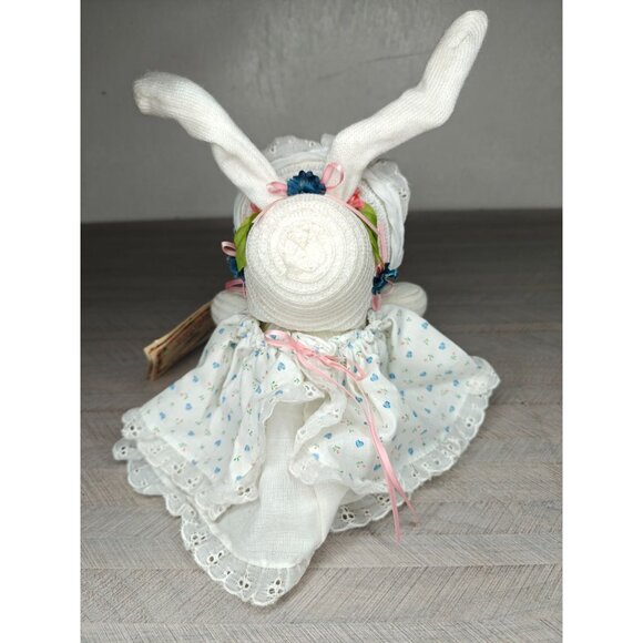Vintage Wittle Wabbit Webecca Stuffed Bunny Rabbit Doll With Bonnet & Dress - Picture 6 of 11